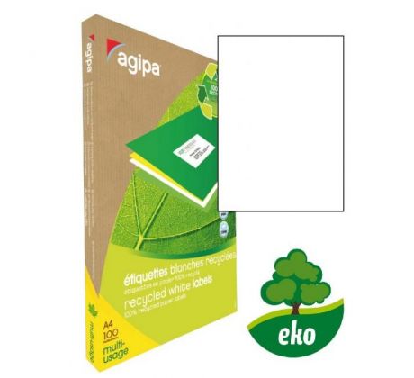 Etikety univerzálne recyklované 210x297mm Agipa A4 100 hárkov