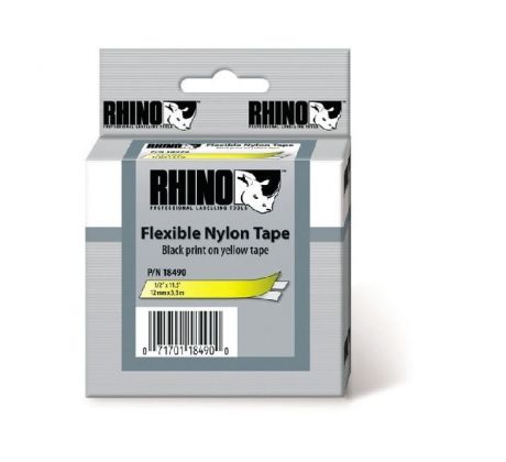 DARČEK - Flexibilná nylonová páska Dymo Rhino 12 mm žltá/čierna - Objednaj 10 ks a dostaneš darček 1 ks Dymo Rhino 4200 tlačiareň štítkov ( Platí do 30.11.2024)