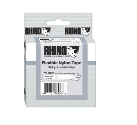 DARČEK - Flexibilná nylonová páska Dymo Rhino 19mm biela/čierna - Objednaj 10 ks a dostaneš darček 1 ks Dymo Rhino 4200 tlačiareň štítkov ( Platí do 30.11.2024)