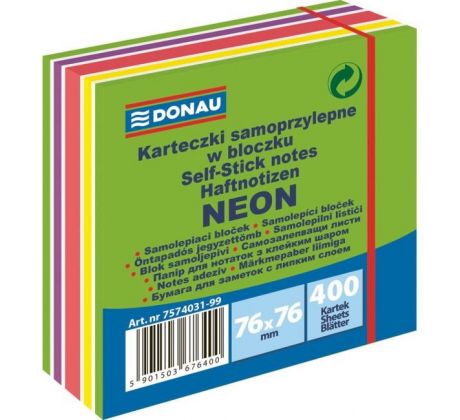 Bloček Donau 76x76mm 400l neónová zelená