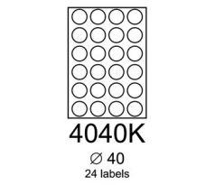 etikety RAYFILM 40mm kruh univerzálne biele R01004040KF (1.000 list./A4) (R0100.4040KF)