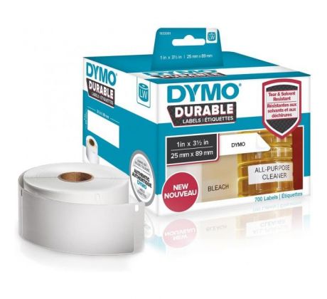 Samolepiace etikety Dymo LW 89x25mm polypropylénové s ochrannou vrstvou biele