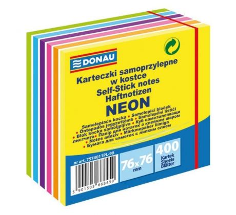 Bloček DONAU 6 neonových farieb 76x76mm 400l