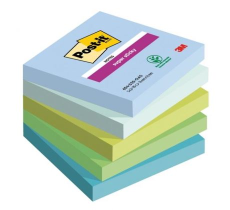 Bloček Post-it Super Sticky OASIS, veľkosť 76x76 mm, 5 bločkov po 90 lístkov