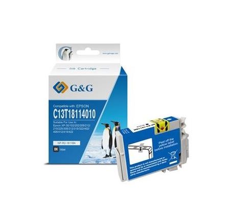 alt. kazeta G&G pre EPSON C13T18114010 XP-102 / XP-202 / XP-205 / XP-30 / XP-302 / XP-305 / XP-402 / XP-405 (14,6ml/BK) (NP-R-1811BK)