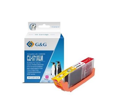 alt. kazeta G&G (CANON CLI-571XLM (12,2ml)M) pre CANON PIXMA MG5700/MG5750/MG5751/ MG5752/MG5753/MG6800/MG6850 /MG6851 /MG685 (NP-C-0CL571XLM)