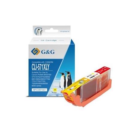 alt. kazeta G&G (CANON CLI-571XLY (12,2ml)Y) pre CANON PIXMA MG5700/MG5750/MG5751/ MG5752/MG5753/MG6800/MG6850 /MG6851 /MG685 (NP-C-0CL571XLY)