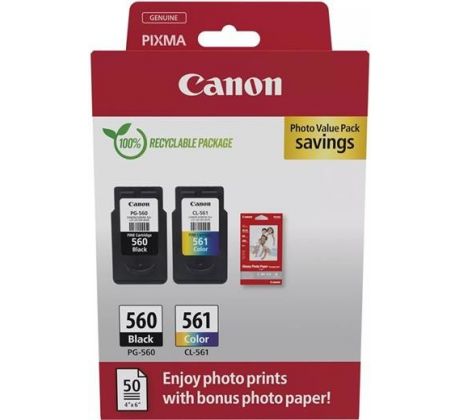 kazeta CANON PG-560 black + CL-561 color TS5350/TS5351/TS5352/TS5353 + GP501 10x15 (3713C008)