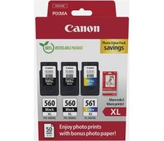 kazeta CANON PG-560 XL black (2x) + CL-561 XL color (1x) TS5350/TS5351/TS5352/TS5353 + GP501 10x15 (3712C012)