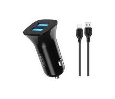 nabíjačka do auta XO TZ10  2USB/2A/12W čierna  + USB-C kábel (GSM167466)