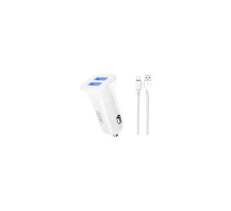 nabíjačka do auta XO TZ10  2USB/2A/12W biela + USB-C kábel (GSM167467)