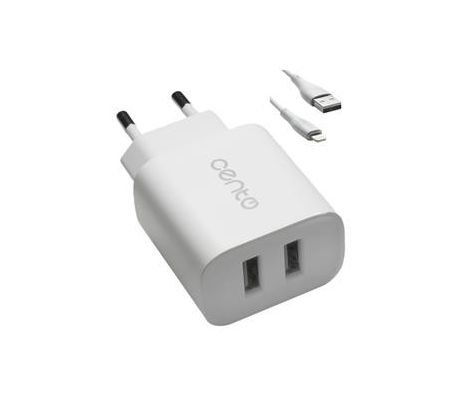 nabíjačka CENTO P100 Iphone 2USB/2A/12W biela (LCINCVOIAJP100IALB)