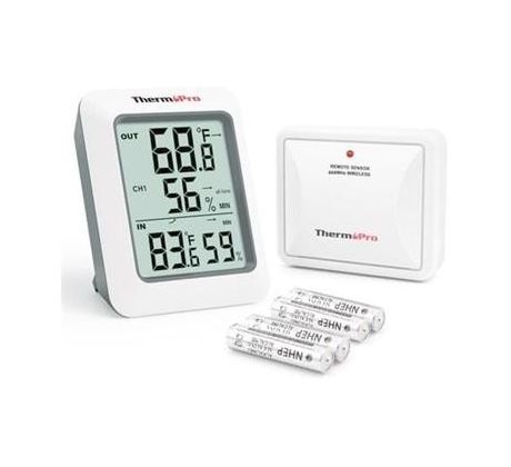 teplomer s externým senzorom ThermoPro TP-60C, bezdrôtový, meria teplotu a vlhkosť (TP-60C)