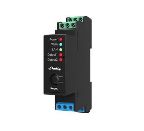 spínací modul s meraním spotreby Shelly Pro 2PM - 2x 16A (LAN, WiFi, Bluetooth) (SHELLY-PRO-2PM-1164)