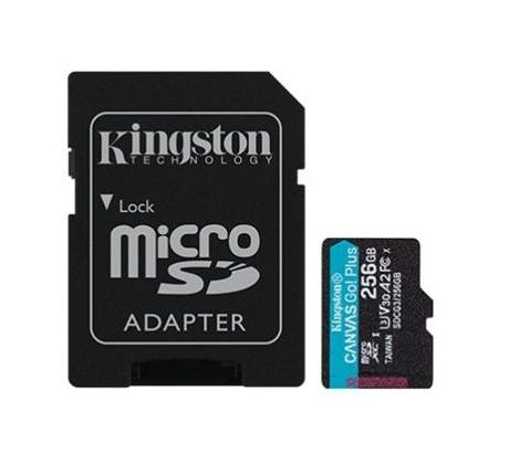 Kingston Canvas Go Plus A2/micro SDXC/256GB/170MBps/UHS-I U3 / Class 10/+ Adaptér (SDCG3/256GB)