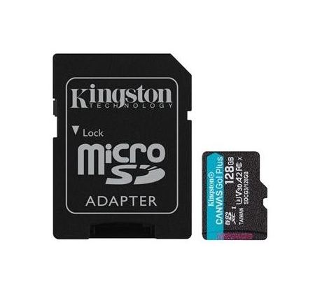 Pamäťová karta Kingston Canvas Go! Plus microSDXC 128GB Class 10, UHS-I, U3, V30, A2, 170/90MB/s (+ adaptér) (SDCG3/128GB)