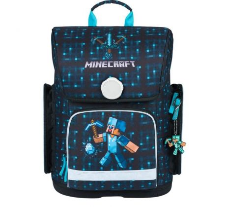 DARČEK - Školská taška BAAGL Ergo Minecraft Blue Axe - Objednaj 1 ks a dostaneš darček 1 ks Zápisník linajkový NOTIQUE Notes Mickey Craft 130x210mm ( Platí do 30.9.2024)