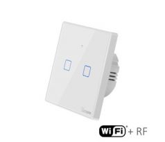 dotykový vypínač dvojtlačítkový biely WiFi+RF Sonoff TX2-2CH (12062)