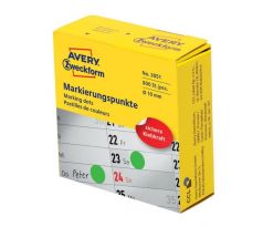 Etikety kruhové 10mm Avery zelené v dispenzore