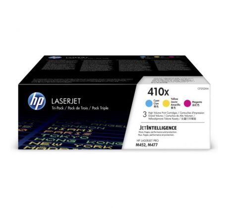 Toner HP 410X 3-pack High Yield Cyan/Magenta/Yellow Original LaserJet Toner Cartridges (CF252XM)