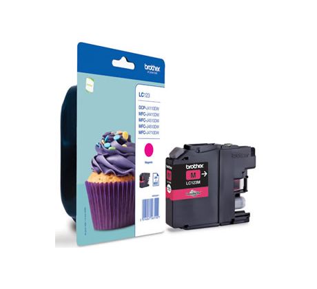 kazeta BROTHER LC-123 Magenta DCP-J4110DW, MFC-J4410DW/J4510DW/J4610DW/J4710DW (600 str.) (LC123M)